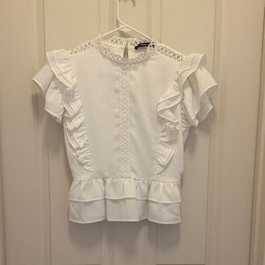 White Ruffled Women's Top